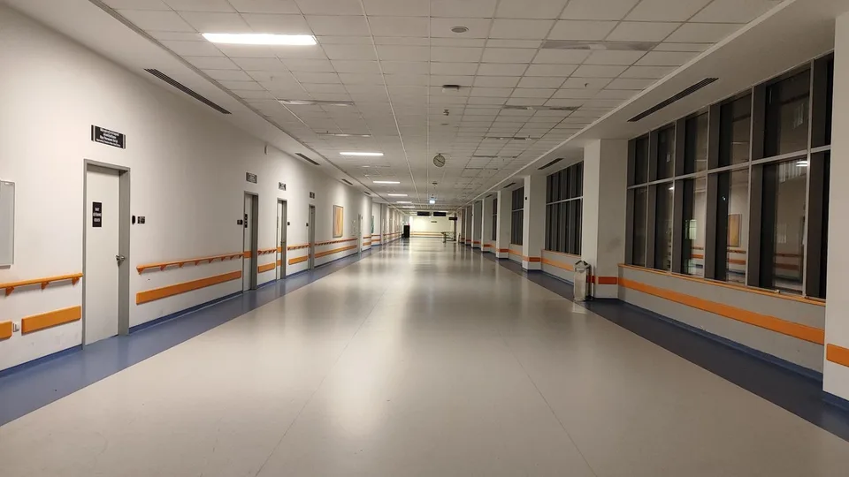 Corridor in a hospital in Ankara; editorial photograph